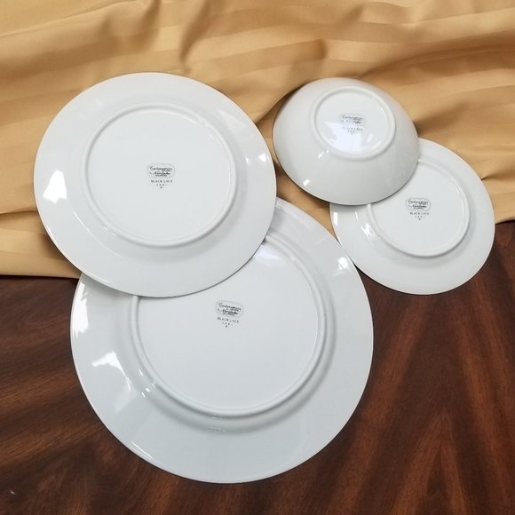 Noritake Black Lace Fine China 4 pc Setting Excellent Condition - Picture 7 of 8